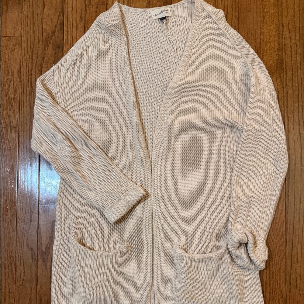 Women's Cream Open-Front Sweater